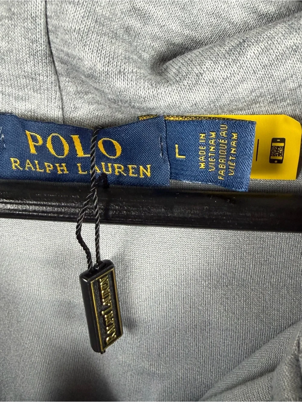 Polo Ralph Lauren Grey Knit Big Pony Fleece Zip Hoodie Large